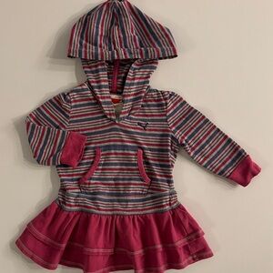 Puma Hooded Peplum Pullover Baby Girls 12M Ruffle Hem EUC